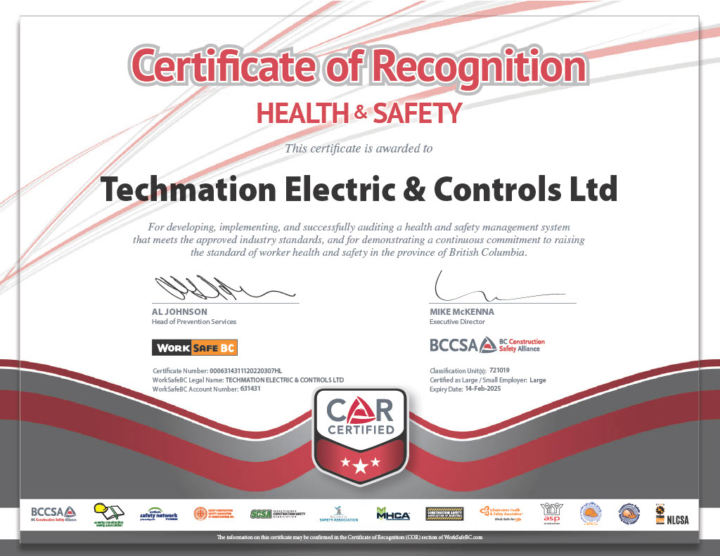 Certificate of Recognision - Health and Safety